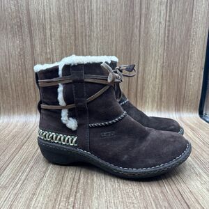 UGG Cove Shearling Ankle Boots Women's Size 8 Brown Suede 5178